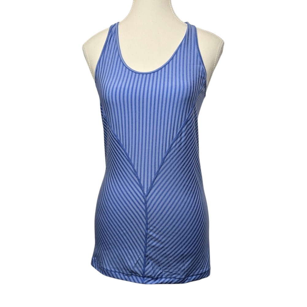 Lululemon Athletica Blue Striped Racerback Activewear Yoga Workout Tank Top
